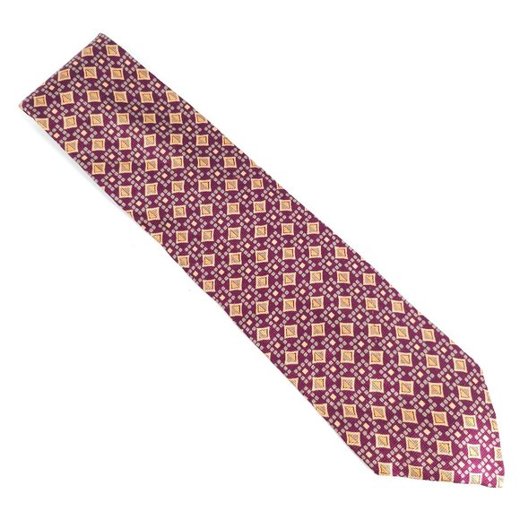 Expressions by APN Men Tie 100% Silk Geometric Purple Gray Gold Size 57x4 - NWOT - Picture 1 of 5